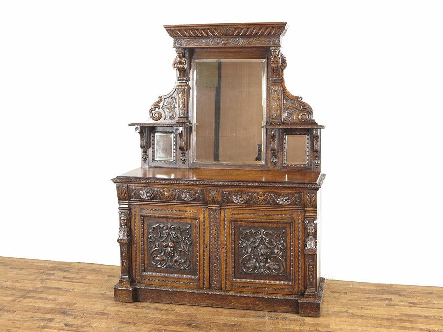 彫刻家具　アンティーク　キャビネット　55333