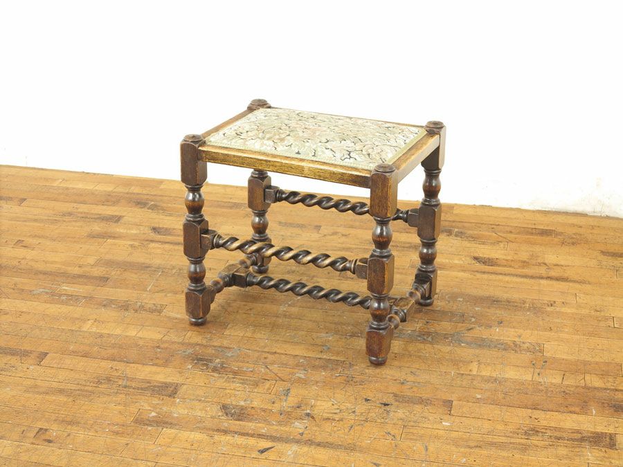 アンティーク家具　スツール　ツイストレッグ
