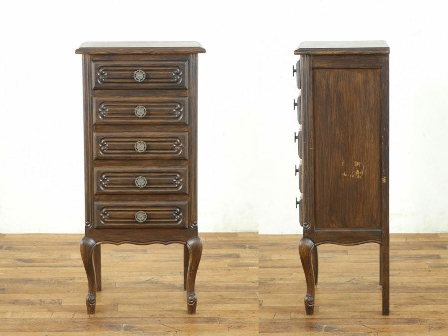 フランス猫脚スリムチェスト サイドキャビネット