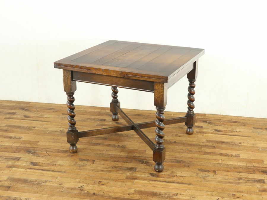 テーブル　ビンテージ 1890年代飴色のオールドパイン材ダイニングテーブル（106x90cm