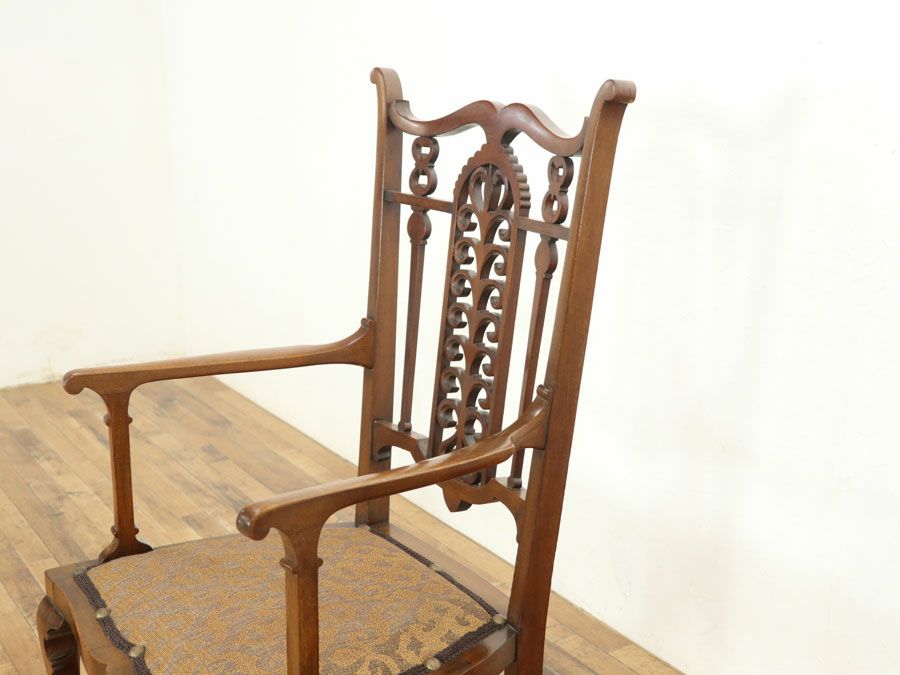 マホガニーアームチェア　アンティークフレックス