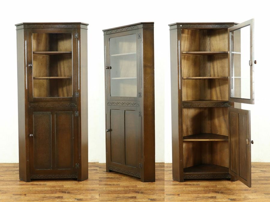 アンティーク家具 コーナーキャビネット 58574