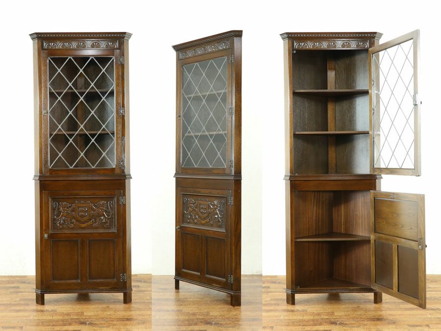 アンティーク家具 コーナーキャビネット 58626