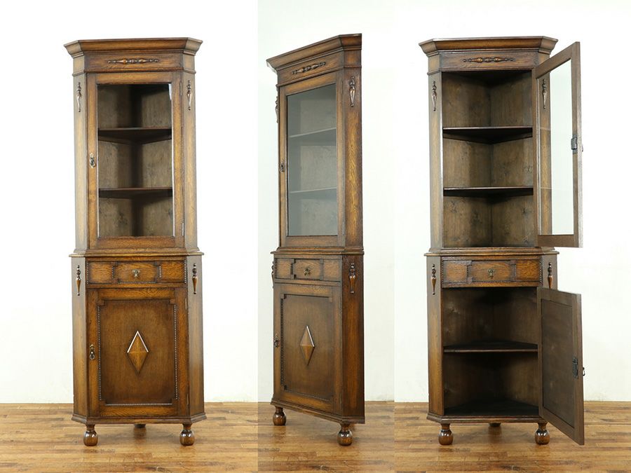 アンティーク家具 コーナーキャビネット 58727