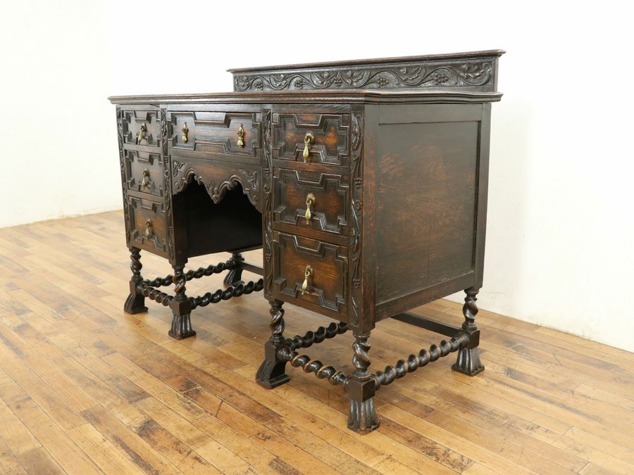 アンティーク家具 ブドウ彫刻デスク 58917b