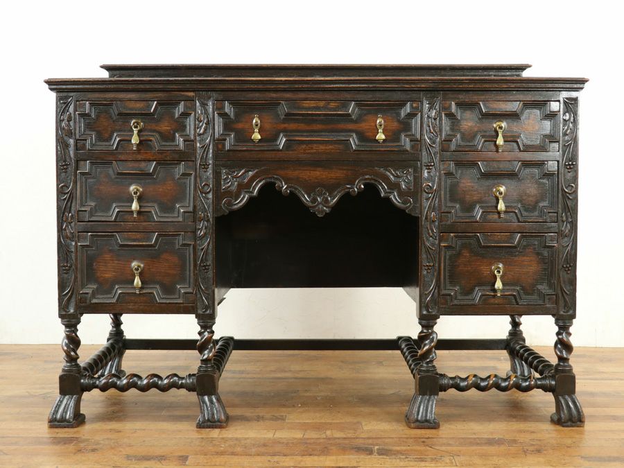 アンティーク家具 ブドウ彫刻デスク 58917b