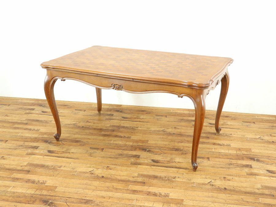 フランダイニングテーブルらしい大きめサイズ 猫脚ドローリーフテーブル 64911