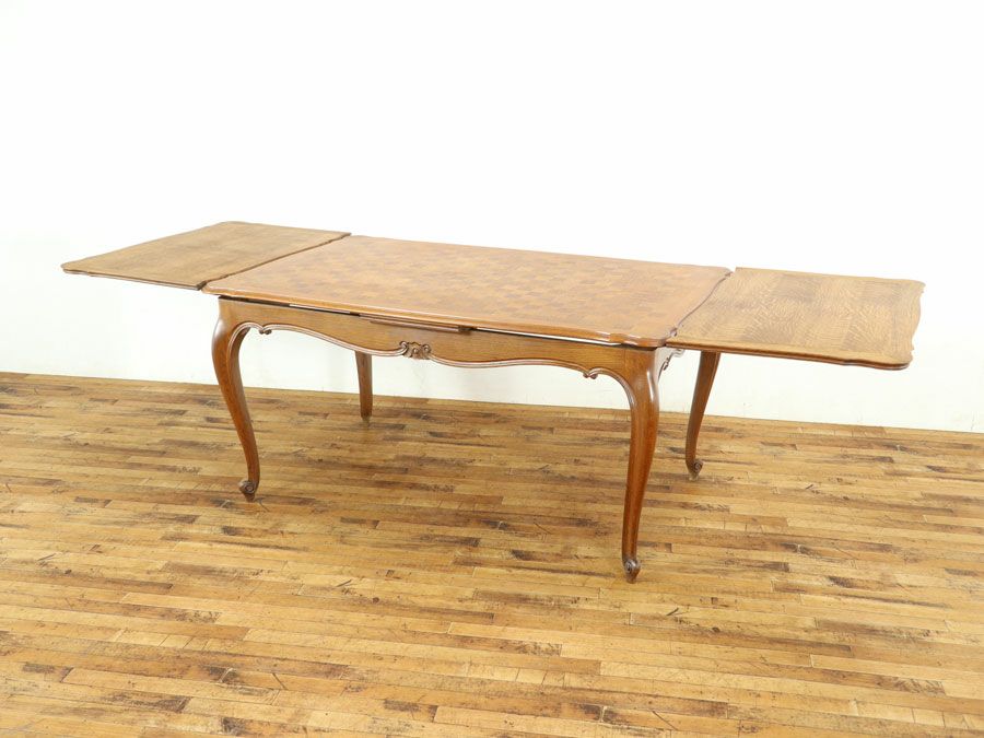 フランダイニングテーブルらしい大きめサイズ 猫脚ドローリーフテーブル 64911