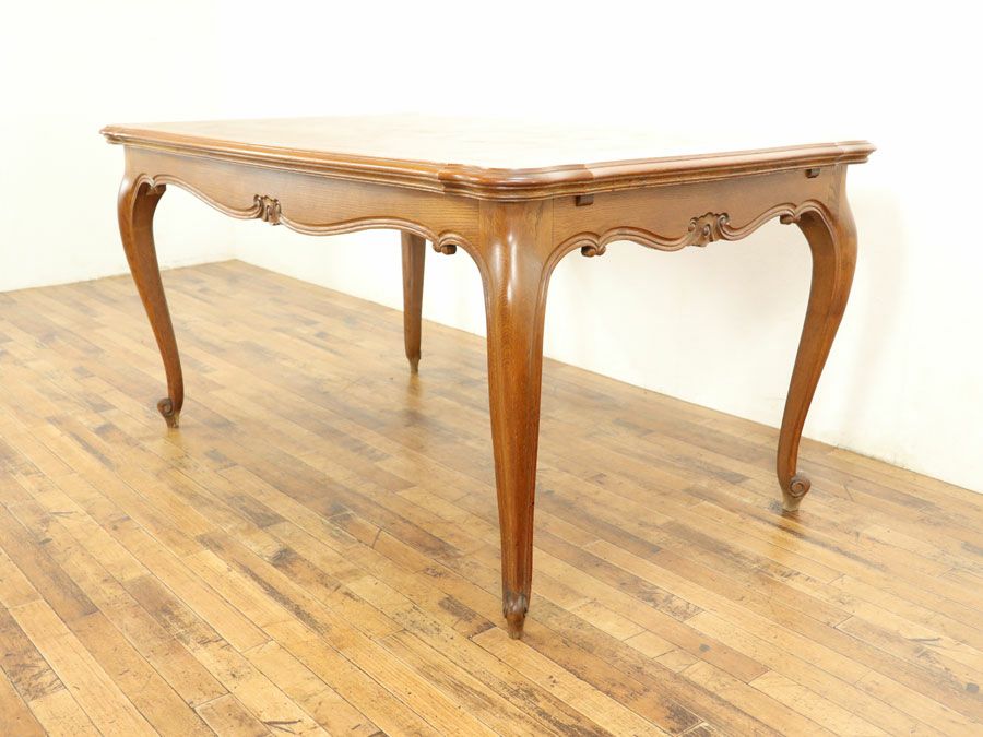 フランダイニングテーブルらしい大きめサイズ 猫脚ドローリーフテーブル 64911