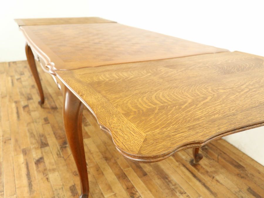 フランダイニングテーブルらしい大きめサイズ 猫脚ドローリーフテーブル 64911