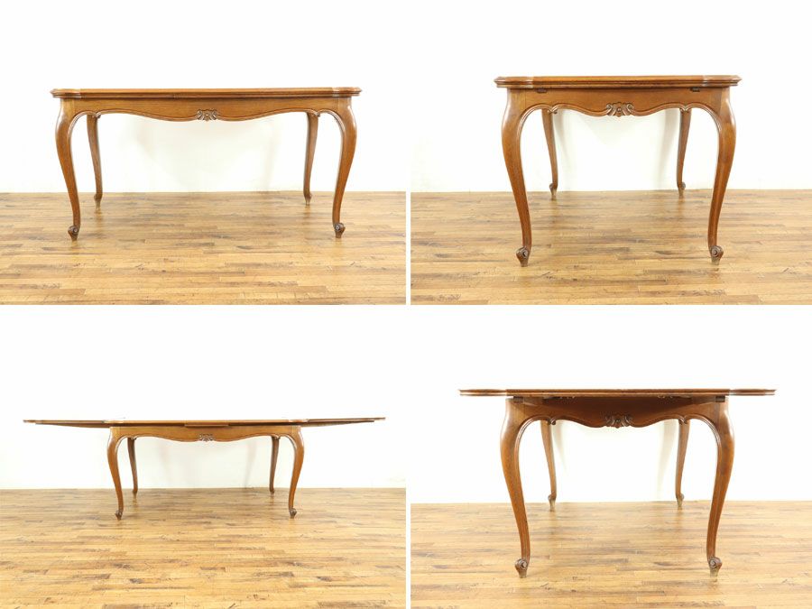 フランダイニングテーブルらしい大きめサイズ 猫脚ドローリーフテーブル 64911