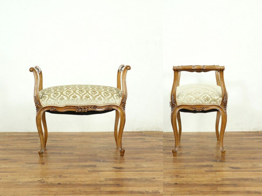 アンティーク家具 張替済スツール 64895e