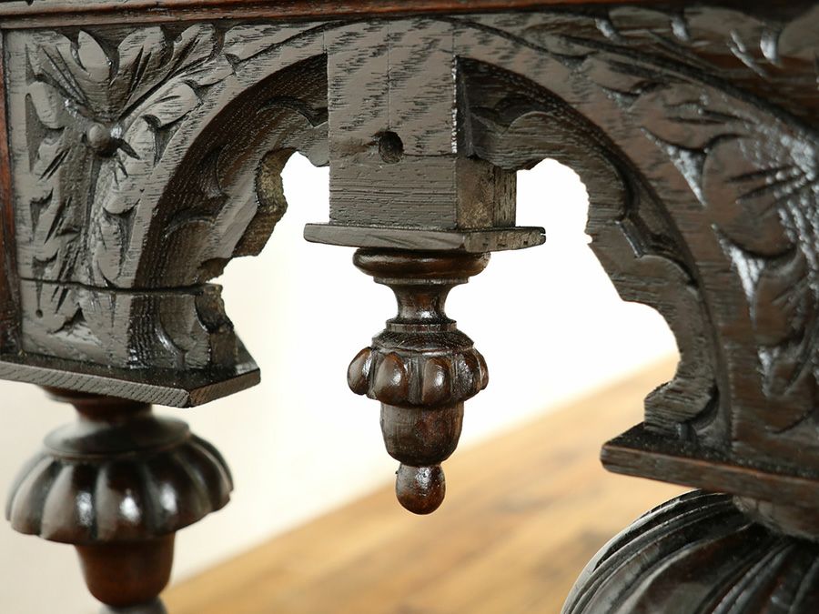 ライオン彫刻デスク　アンティークフレックス