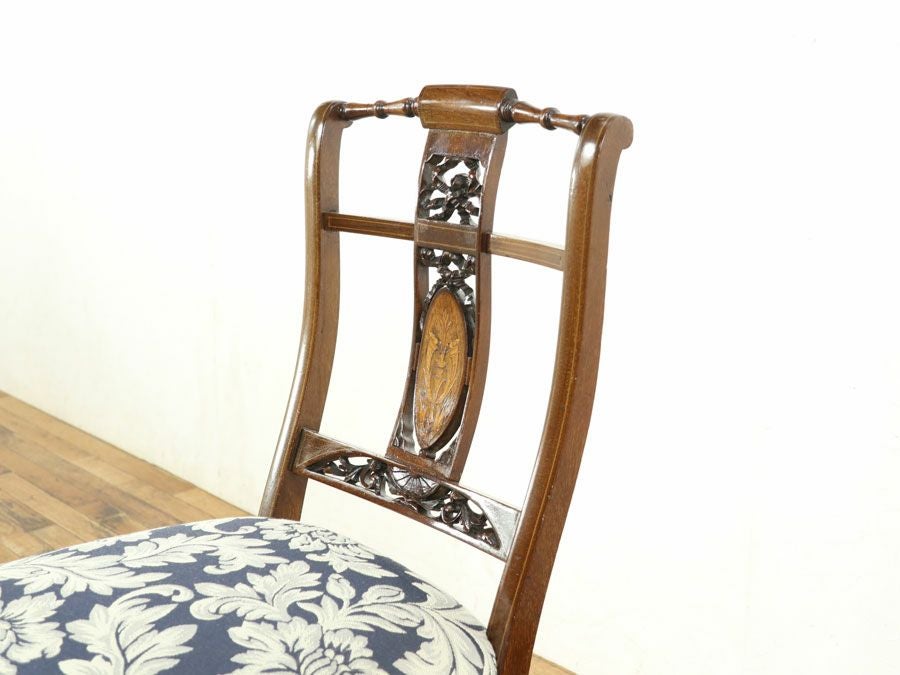 アンティーク 生地張り替え済みチェア 59088