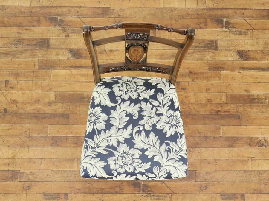 アンティーク 生地張り替え済みチェア 59088