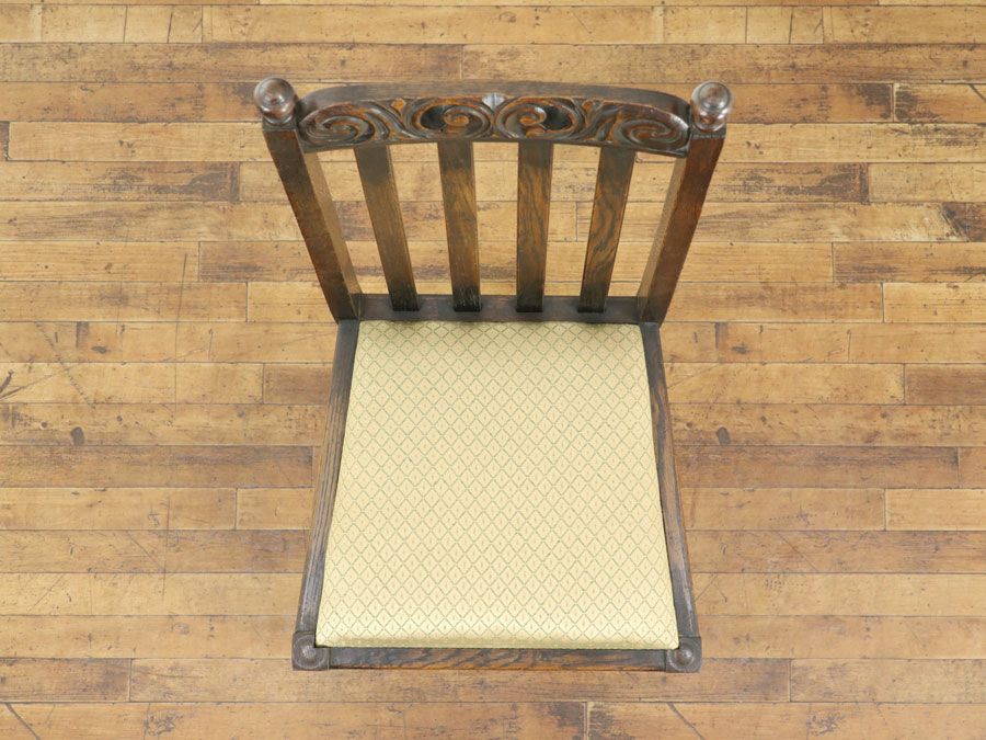 透かし彫りも魅力 張替済ダイニングチェア 59848<br>在庫2脚