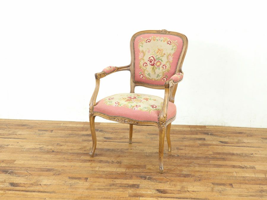 アンティーク プチポワンアームチェア 65112b