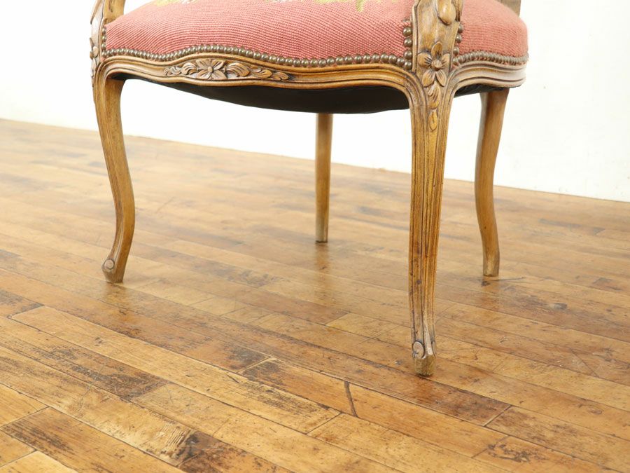 アンティーク プチポワンアームチェア 65112b