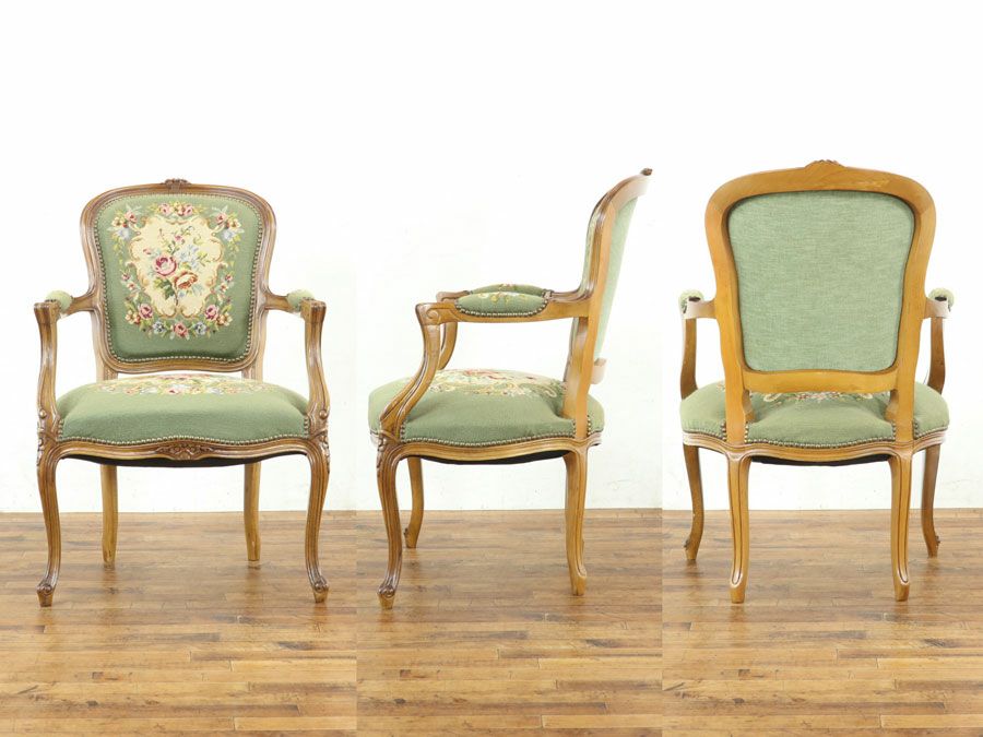 アンティーク プチポワンアームチェア 65105