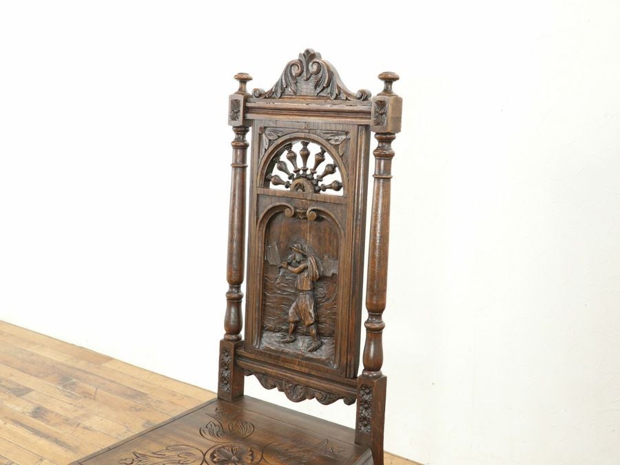 美しいデザインと細やかな彫刻 1910年頃 フランスアンティーク家具 チェア 65259c