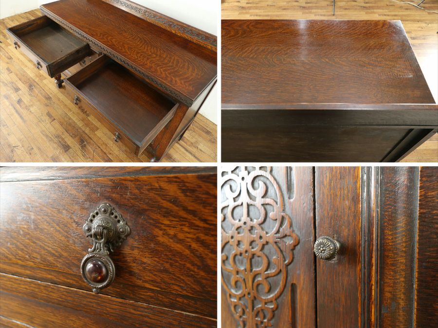 美しい杢目と収納部のレイアウトも魅力のサイドボード 80775