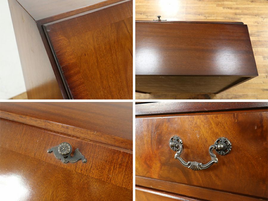 マホガニー材特有の美しい杢目を活かしたライティングビューロー 80838