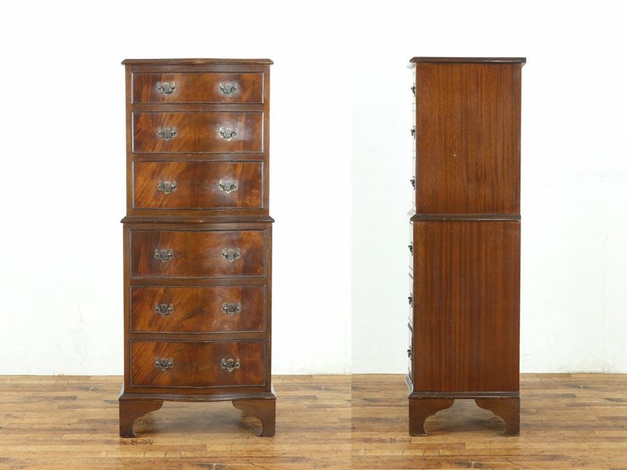 マホガニーの美しい杢目 サーペンタインフロント チェストオンチェスト 80733