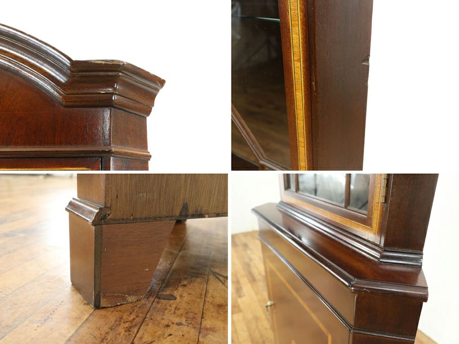 ガラス棚板なのが珍しい エドワーディアン コーナーキャビネット 80685