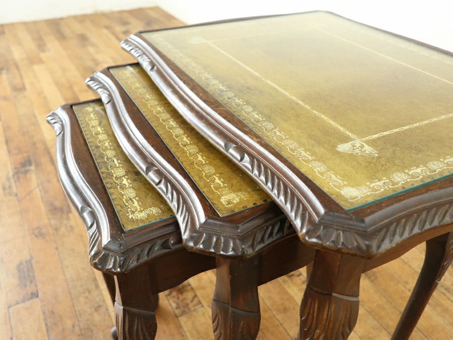 ガラストップ ネストテーブル 80692