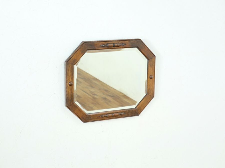 杢目の良さを味わうミディアムオーク色　英国アンティーク ウォールミラー 80851