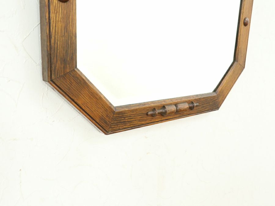 杢目の良さを味わうミディアムオーク色　英国アンティーク ウォールミラー 80851