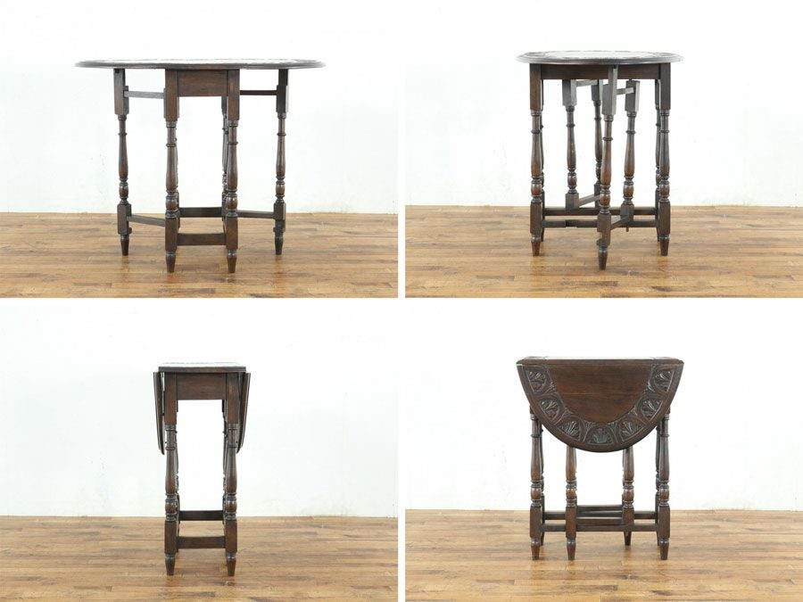 深みのある彫刻、ゲートレッグテーブル 80755