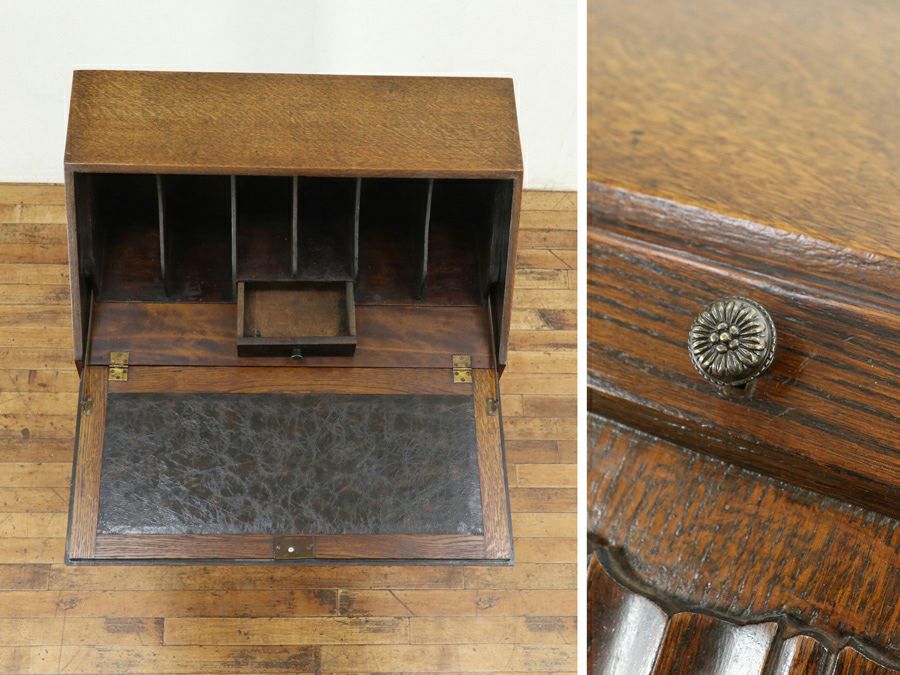 扉を開けるとデスクに早変わりする収納家具 イギリスライティングビューロー 80827