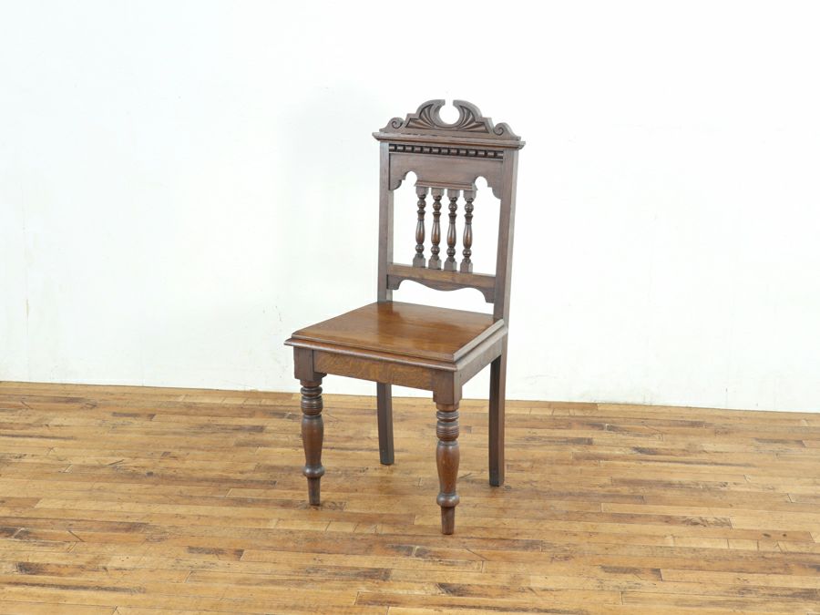 威厳あるペディメント、英国ホールチェア 80746<br>在庫2脚