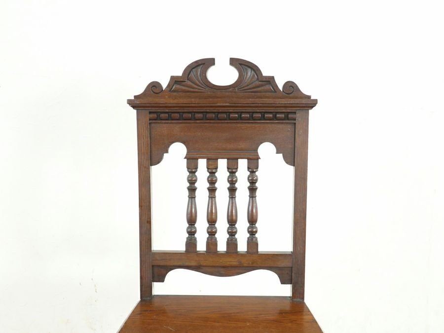 威厳あるペディメント、英国ホールチェア 80746<br>在庫2脚