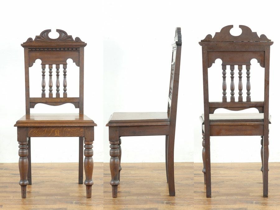 威厳あるペディメント、英国ホールチェア 80746<br>在庫2脚