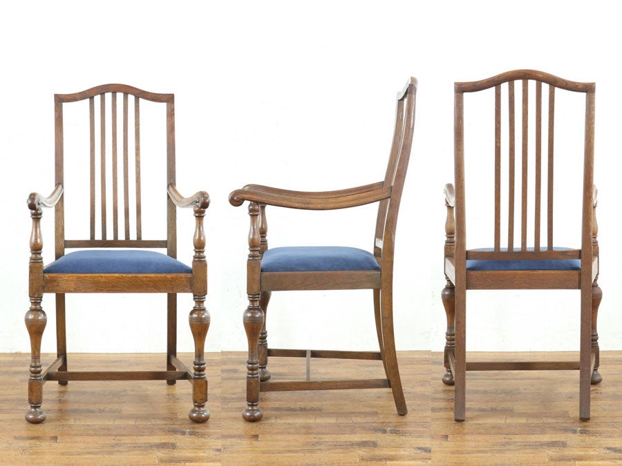 座面生地張替済み イギリスアンティーク アームチェア 80501a