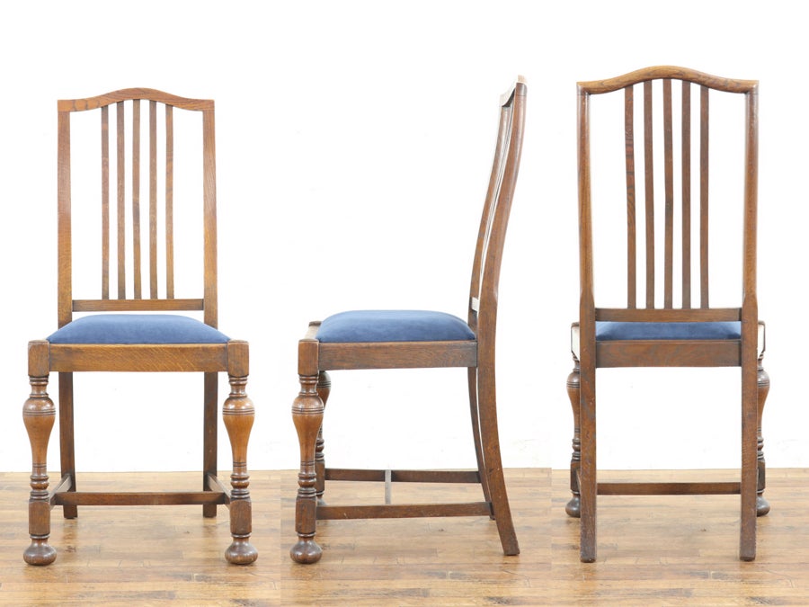 座面生地張替済み イギリスアンティーク ダイニングチェア 80501b<br>在庫４脚