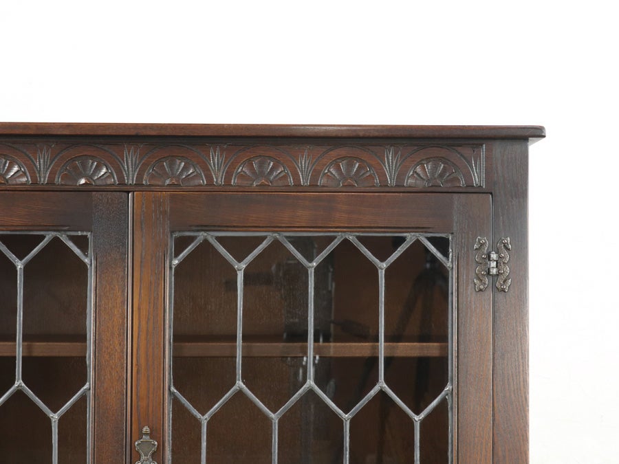 ステンドグラスとリネンフォールド 英国ブックケース 80710