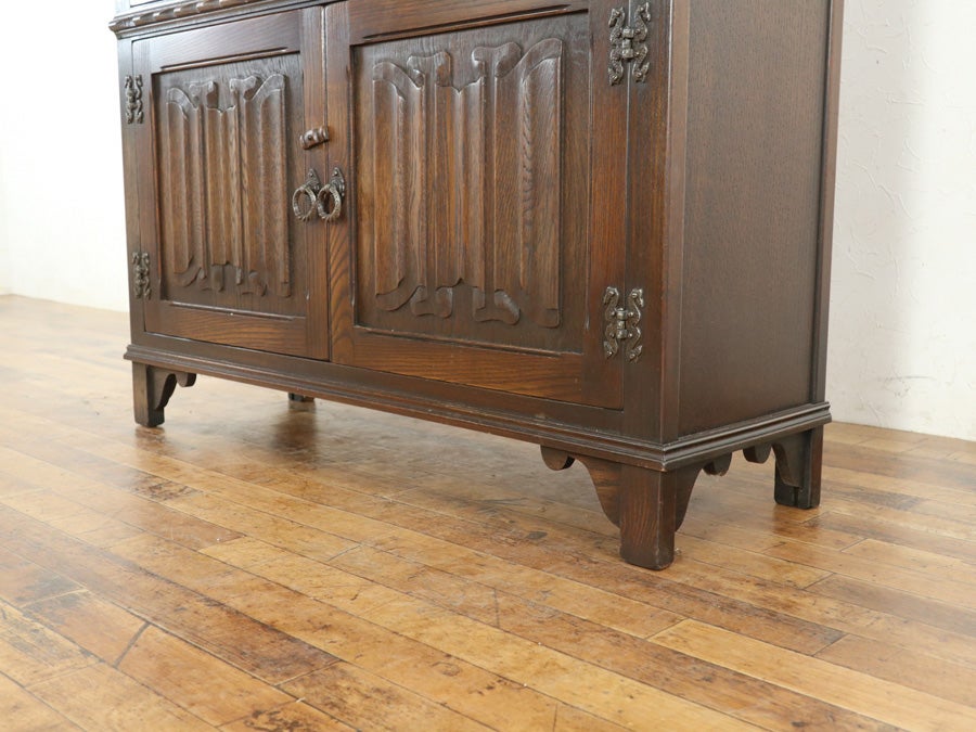 ステンドグラスとリネンフォールド 英国ブックケース 80710