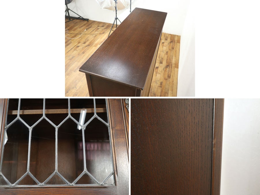 ステンドグラスとリネンフォールド 英国ブックケース 80710