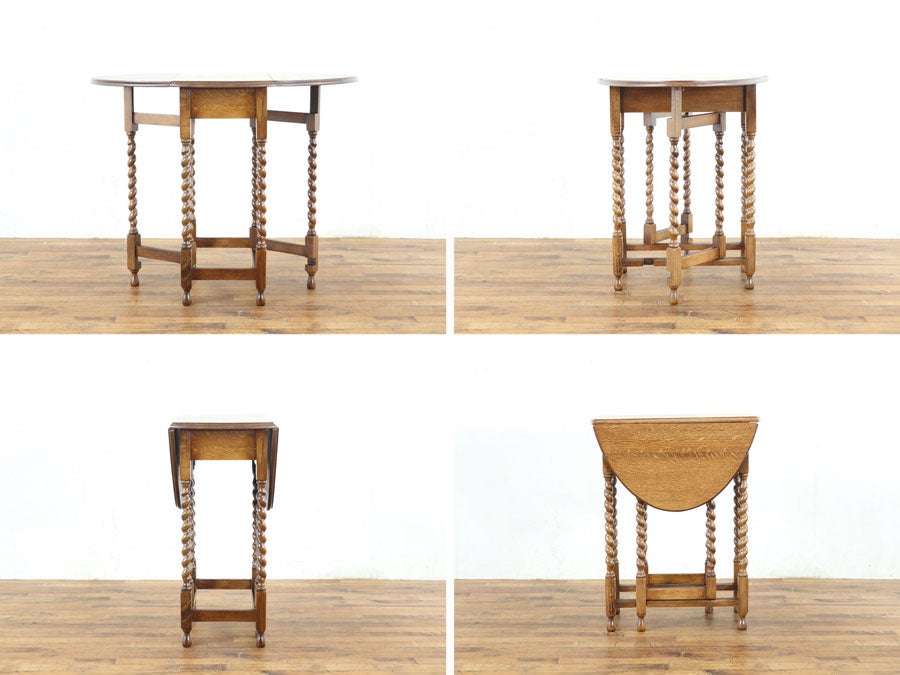 色の濃淡にも歴史を感じる 明るめゲートレッグテーブル 80896