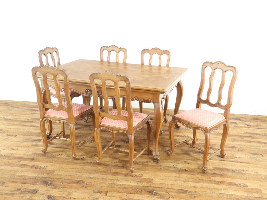 フランスらしい猫脚スタイル テーブル・チェア6脚セット 65383