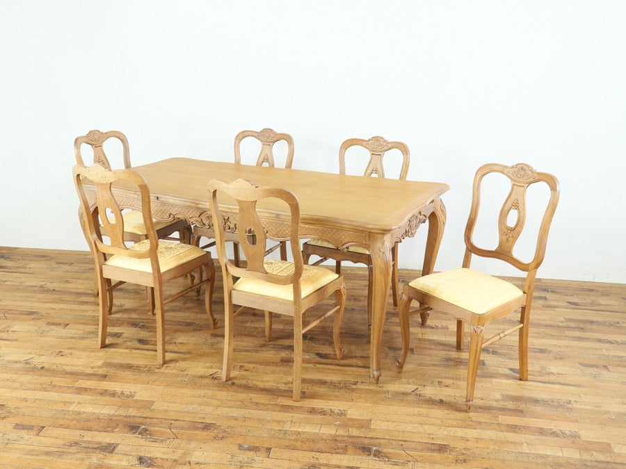 細長いテーブルが珍しい フランス テーブル・チェア6脚セット 65360