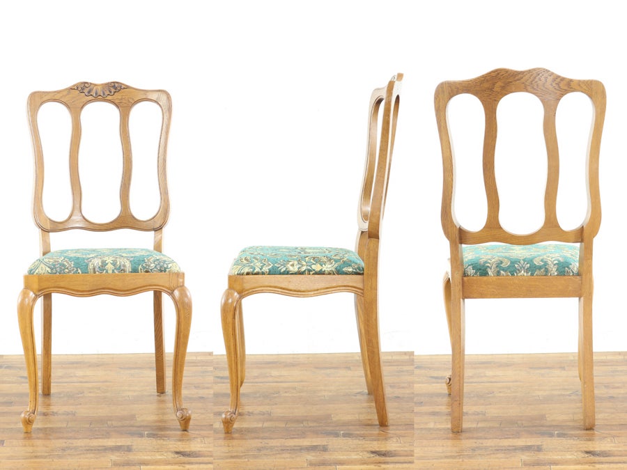 猫脚の軽やかな雰囲気 張替済ダイニングチェア 65368<br>在庫6脚