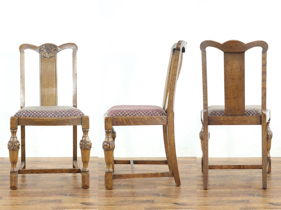 イギリスアンティーク家具らしい魅力 張替済ダイニングチェア 80546<br>在庫6脚