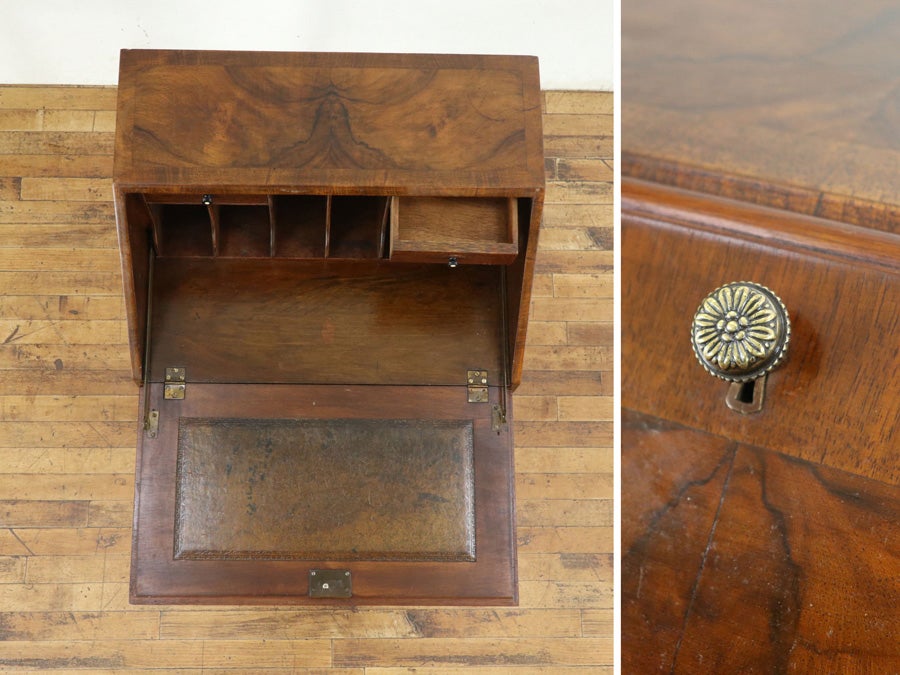 小ぶりな珍しいサイズと長い脚 バール杢の美しい杢目 ライティングビューロー 80816