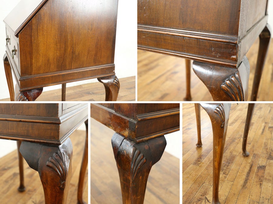 小ぶりな珍しいサイズと長い脚 バール杢の美しい杢目 ライティングビューロー 80816