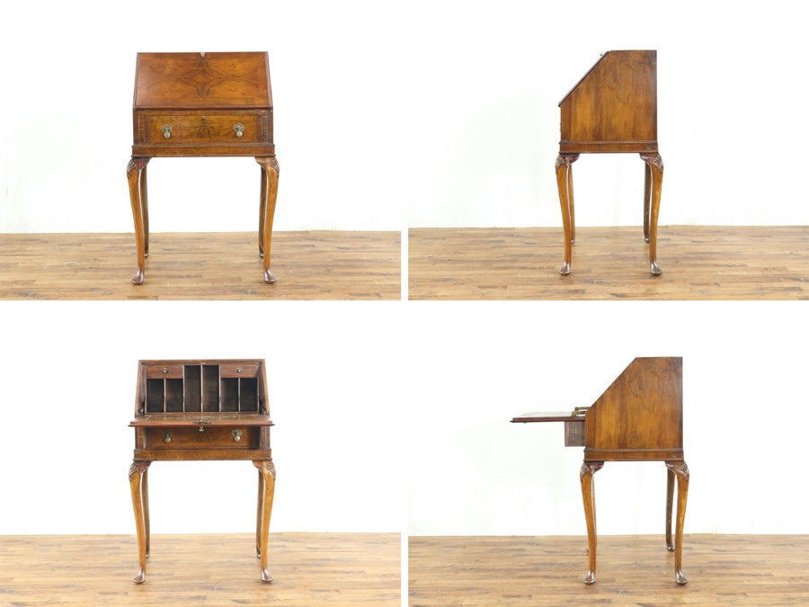 小ぶりな珍しいサイズと長い脚 バール杢の美しい杢目 ライティングビューロー 80816