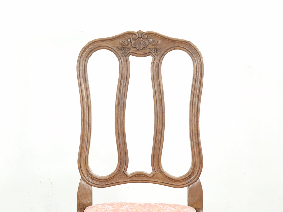 座面張り替え済み ストレッチャーもかわいい猫脚ダイニングチェア 65442<br>在庫4脚